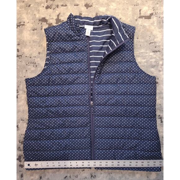 Chico's Polka Dot Navy Blue Vest -Size Large Nautical Preppy Outdoor Collegiate - Picture 6 of 8